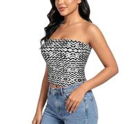 YQTGBCED Tiny C Curve - Camicetta senza spalline da donna con stampa a, Piccola griglia curva C, XL