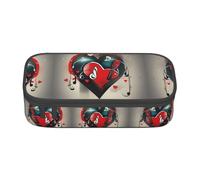 YQTGBCED Treble Love and Music - Astuccio multifunzione per matite da ufficio, grande capacità, con stampa di musica e amore, Nero , Taglia unica, Custodia per chiave