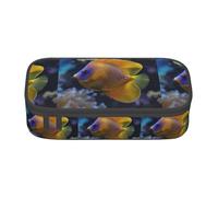 YQTGBCED Underwater World - Astuccio portapenne con stampa di pesce HD, grande capacità, con organizer, materiale in tessuto Oxford, scomparti multipli, Nero , Taglia unica, Astuccio per trucchi
