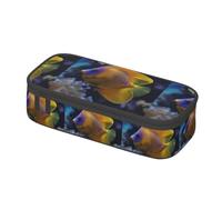 YQTGBCED Underwater World - Astuccio portapenne con stampa di pesce HD, grande capacità, con organizer, materiale in tessuto Oxford, scomparti multipli, Nero , Taglia unica, Astuccio per trucchi