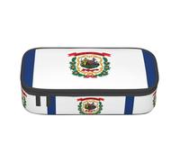 YQTGBCED West Virginia State Flag Print grande capacità portapenne con organizer, tessuto Oxford, scomparti multipli, Nero , Taglia unica, Astuccio per trucchi