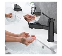 YQVEOT Rubinetto Lavello Cucina Rubinetti del Bacino da Bagno Ridotto for lavello del Bacino rompicatrice tirate for Acqua cromata in Ottone Moderno lavaggi di lavandini Neri(54101b-black)