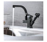 YQVEOT Rubinetto Lavello Cucina Rubinetto del lavello Cucina Ponte Nero Montato Montato Flessibile tiz-io Mixer Rubinetto Cucina Fredda Cucina Cucina a Molla spruzzata Rubinetto Argento Cromato(Noir)