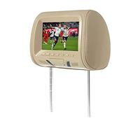 YQVEOT TV per Auto, Universale 7 Pollici Auto poggiatesta MP4 Cuscino Monitor Lettore multimediale con Adattatore for Presa accendisigari USB SD MP5 Altoparlanti FM SH7038-P5(707-Beige)