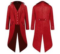 YQVGFBY Steampunk, cappotto da uomo, abbigliamento medievale, costume da mago, da pirata, da uomo, per Halloween, rinascimento, pirati, vampiro, feste, cosplay, per adulti (rosso, 4XL)