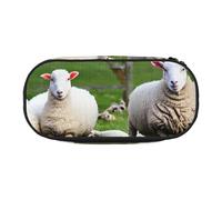 YQxwJL Astuccio di grande capacità, con stampa di pecore e agnelli, colore nero, astuccio organizer per ufficio e università