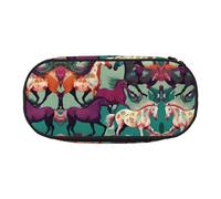 YQxwJL Astuccio grande con stampa di vari tipi di cavalli, colore nero, astuccio portapenne organizer per ufficio e università