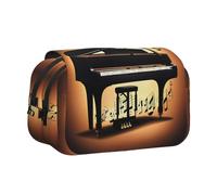 YQxwJL Astuccio portamatite con stampa di pianoforte, violino e note musicali, grande capacità, con cerniera, per ufficio e casa, Nero, One Size, Morden