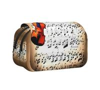 YQxwJL Astuccio portamatite con stampa di violino e spartiti musicali, grande capacità, con cerniera, per ufficio e casa, Nero, One Size, Morden