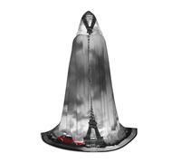 YQxwJL Auto rossa davanti alla torre Eiffel stampa mantello lungo per adolescenti con cappuccio veste, costume del mantello di carnevale per festa giovanile cosplay vestire