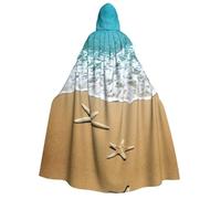 YQxwJL Bella stella marina sulla spiaggia stampa sabbia lunghezza intera accappatoio con cappuccio mantello lungo mantello Cosplay per Natale carnevale feste costumi