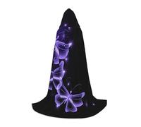 YQxwJL Bella viola farfalla stampa carnevale lunghezza intera mantello con cappuccio per adolescenti, mantello lungo caldo costume strega vampiro strega strega