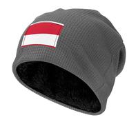 YQxwJL Berretto antivento con risvolto con stampa bandiera di Monaco, foderato in pile, cappello lavorato a maglia, regalo per uomo e donna per il freddo, grigio, Taglia unica
