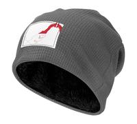 YQxwJL Berretto antivento con risvolto da sci con stampa della bandiera di Monaco, foderato in pile, cappello lavorato a maglia, regalo per uomo e donna per il freddo, grigio, Taglia unica