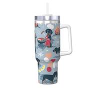 YQxwJL Bicchiere con stampa Hot Dogs e Lemonade1 con manico e cannuccia, tazza da caffè caldo/freddo, per donne e uomini, regalo di compleanno