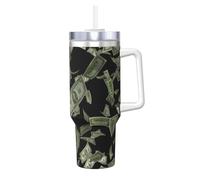 YQxwJL Bicchiere da caffè caldo/freddo con manico e coperchio con cannuccia, con scritta "Dollar Sign", regalo di compleanno per donne e uomini