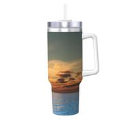 YQxwJL Bicchiere da caffè caldo/freddo con manico e palme al tramonto, con manico e cannuccia, regalo di compleanno per donne e uomini