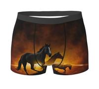 YQxwJL Black Horses Red Glowing Clouds Print Essentials Mens Underwear Boxer Briefs, comodo e morbido intimo elastico pantaloncini da uomo, Nero , L