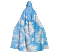 YQxwJL Blue Sky White Cloud Print Full Length Hooded Robe Mantello Lungo Mantello Cosplay per Natale Carnevale Party Costumi