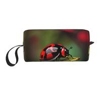 YQxwJL Borsa cosmetica da viaggio con stampa coccinella rossa con margherita regalo per donne borse per il trucco portatili per donne madre sorella, bianco, Taglia unica