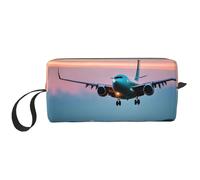 YQxwJL Borsa cosmetica da viaggio con stampa di aeroplano nelle luci della sera, idea regalo per donne, madri e sorelle, bianco, Taglia unica