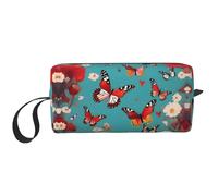 YQxwJL Borsa cosmetica da viaggio con stampa di farfalle volanti tra fiori e galline, idea regalo per donne, madri e sorelle, bianco, Taglia unica