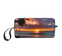 YQxwJL Borsa cosmetica da viaggio con stampa tramonto sulla spiaggia, idea regalo per donna, borsa da trucco portatile per donne, madre e sorella, bianco, Taglia unica