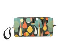 YQxwJL Borsa cosmetica da viaggio in stile retrò moderno di metà secolo con stampa a forma di goccia, idea regalo per donne, madri e sorelle, bianco, Taglia unica