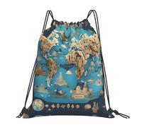 YQxwJL Borsa da nuoto per adulti borsa da palestra con coulisse stampa mappa geografia mondo impermeabile borsa sportiva da uomo donna bianca taglia unica bianca taglia unica, bianco, taglia unica,