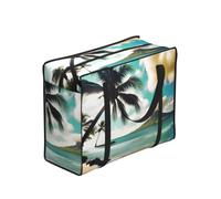 YQxwJL Borsa da spiaggia con stampa tropicale di palme da spiaggia con cerniera borsa riutilizzabile per mercato agricoltori borsa pieghevole per uso esterno
