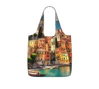 YQxwJL Borsa della spesa resistente allo strappo riutilizzabile della borsa di totalizzatore pieghevole della bella stampa dell'Italia per la capacità di viaggio di lavoro 25l, nero, One Size, Zaini