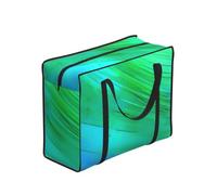 YQxwJL Borsa di totalizzatore della spiaggia della stampa del modello blu di Teal con la borsa riutilizzabile del mercato degli agricoltori della chiusura lampo borsa pieghevole dell'imballaggio per