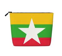 YQxwJL Borsa per cosmetici con stampa bandiera del Myanmar, organizer per trucchi con cerniera carina, borsa da viaggio per articoli da toeletta, nero, Taglia unica