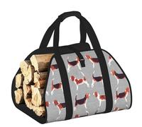 YQxwJL Borsa per legna da ardere in tessuto Oxford 600D con motivo Beagle, resistente e impermeabile, con manico rinforzato