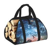 YQxwJL Borsa per legna da ardere in tessuto Oxford 600D con stampa 3D Galaxy Space, resistente e impermeabile, con manico rinforzato