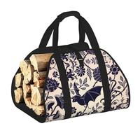 YQxwJL Borsa per legna da ardere in tessuto Oxford 600D con stampa a pipistrello, resistente e impermeabile, con manico rinforzato