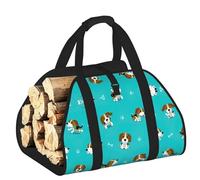 YQxwJL Borsa per legna da ardere in tessuto Oxford 600D con stampa di cane Beagle, resistente e impermeabile, con manico rinforzato