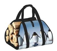 YQxwJL Borsa per legna da ardere in tessuto Oxford 600D, stampa pinguino, resistente e impermeabile, con manico rinforzato