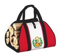 YQxwJL Borsa per legna da ardere Oxford 600D con stampa bandiera del Perù, resistente e impermeabile, in legno con manico rinforzato