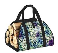 YQxwJL Borsa per legna da ardere Oxford 600D, stampa leopardata, resistente, impermeabile, con manico rinforzato