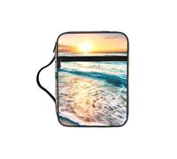 YQxwJL Borsa per matite con stampa di onde sull'oceano e tramonto sulla spiaggia, con scomparti per penne, borsa per cosmetici impermeabile, borsa per telefono durevole