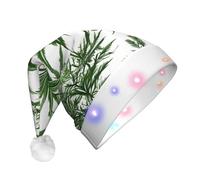 YQxwJL Cappello con stampa di erbe e piante erbacee che si illuminano, cappello natalizio in feltro, cappello da elfo a LED, per adulti, per donne e uomini, ottimo regalo per le vacanze