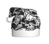 YQxwJL Cappello di Babbo Natale con stampa di teschi, cappelli natalizi in peluche, copricapo festivo, per feste di Natale da indossare tutti i giorni