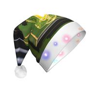 YQxwJL Cappello natalizio con stampa di lucciole e lanterne, cappello da elfo in feltro con luci LED, per adulti, per donne e uomini, ottimo regalo per le vacanze