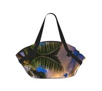 YQxwJL Coperta da picnic 2 in 1 con stampa tropicale Hawaii con palme oceaniche mare tramonto e borsa tote, tappetino da spiaggia per esterni 94 cm, copertura pieghevole per il campeggio