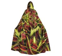 YQxwJL Costume da carnevale con stampa di piante carnivore, regalo per uomo e donna, mantello medievale con cappuccio capospalla