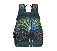 YQxwJL Divertente Cartone Animato Cartone Animato Cucciolo Cani Stampa Zaino Leggero, Borsa da Viaggio Borsa College, Zaino Laptop Per Uomini Donne, Bellissimo pavone, One Size
