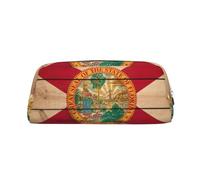 YQxwJL Florida Flag Wood Grain Print Large Capacity Pencil Case, astuccio con cerniera, astuccio in pelle resistente per ufficio, viaggio