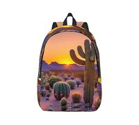YQxwJL Grand Teton Parco Nazionale Stampa Tela Zaino per Computer Portatile Esterno Casual Borsa da Viaggio Scuola Zaino Libri per Uomini Donne, Tramonti Deserto di Cactus, S