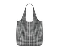 YQxwJL Grigio Plaid Lines Stampa Pieghevole Tote Bag Sacchetto Riutilizzabile Shopping Bag Resistente allo strappo Borsa della spesa Per Lavoro Viaggio Capacità 25l